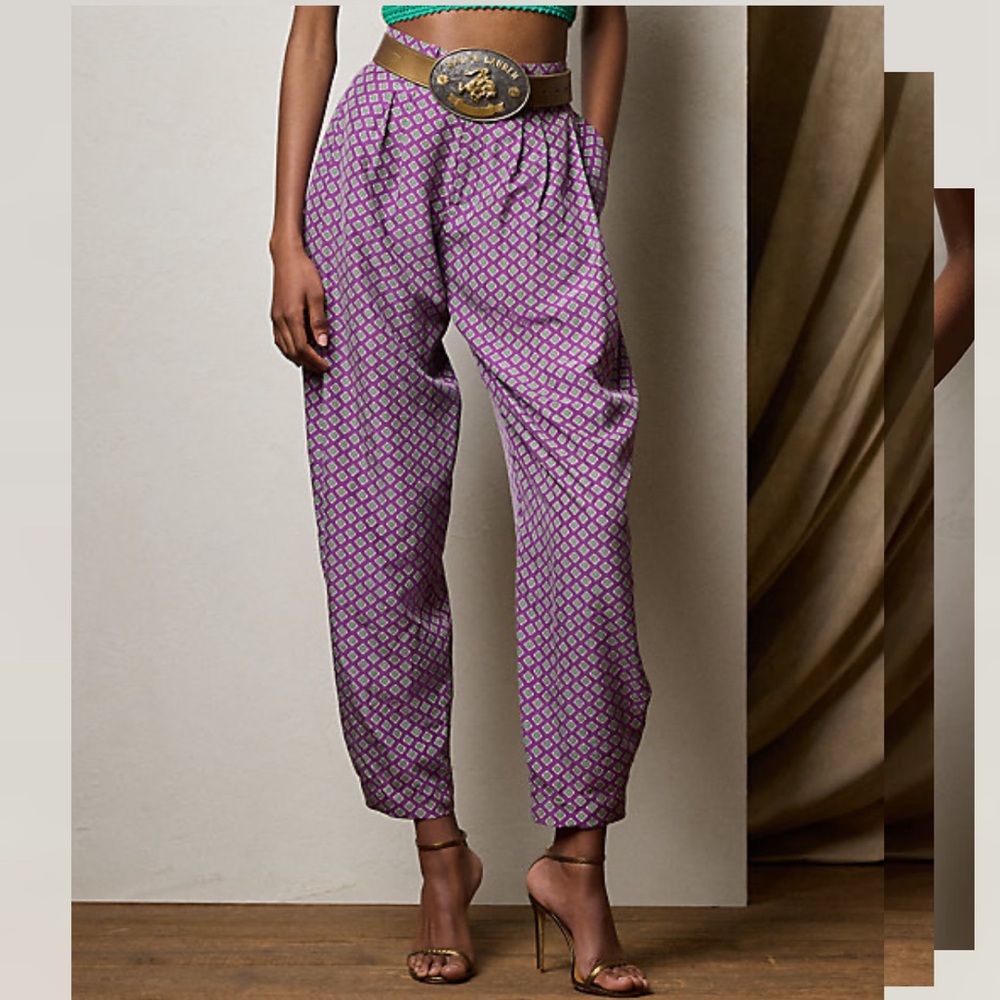 RALPH LAUREN Purple Label Silk Cassidy Print Habotai Pants